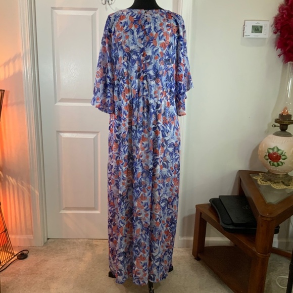 Junarose Chiffon Blue Maxi Dress Plus Size 22 - Picture 6 of 10